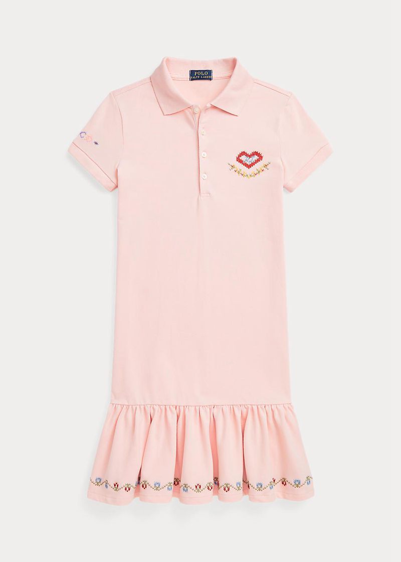 Vestidos Polo Ralph Lauren Niña 7-14 Años Embroidered Mesh Polo Chile Rosas EBLUY-4813